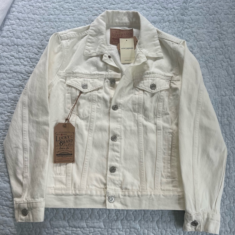 Lucky Brand white jean jacket.